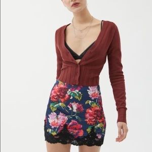 Urban Outfitters Under The Moon Satin Mini Skirt Floral